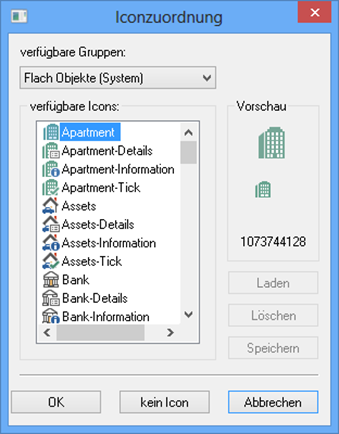 Gespeicherte Anfragen - Icon-Zuordnung